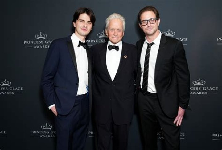 Michael Douglas & son Cameron at the Hollywood Walk of Fame