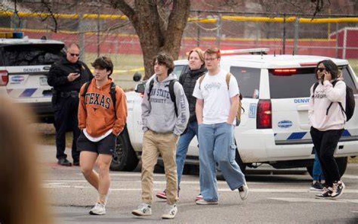 Students Being Led Out Of Saugus High School After Shooting Occurred