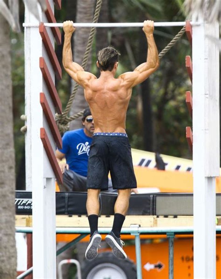 Zac Efron Doing Pull Ups At Miami Beach
